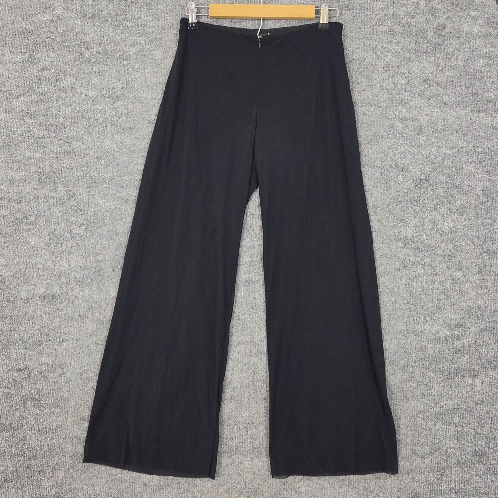 Vtg Vivienne Tam Pants Womens 3 Mesh Wide Leg Black Nylon Dressy Y2K 90s Chic
